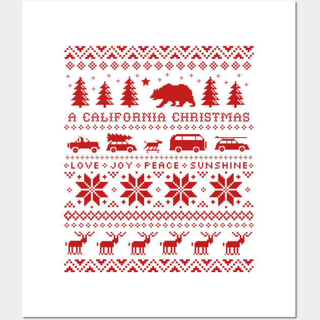 California Christmas Holiday Pattern | Cute Xmas Wall Art by Coffee Squirrel